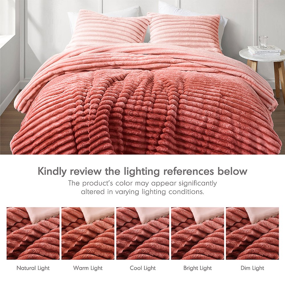Avril Fluffy Ribbed Plush Comforter Set, Blush Ombre color. Picture 4