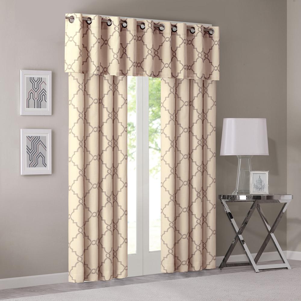 Fretwork Print Grommet Top Window Valance. Picture 5