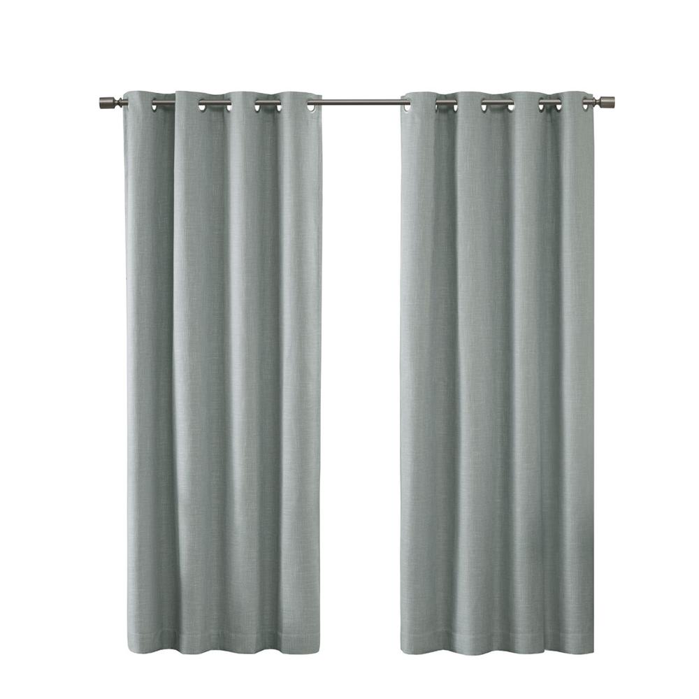 Printed Heathered Blackout Grommet Top Curtain Panel. Picture 1