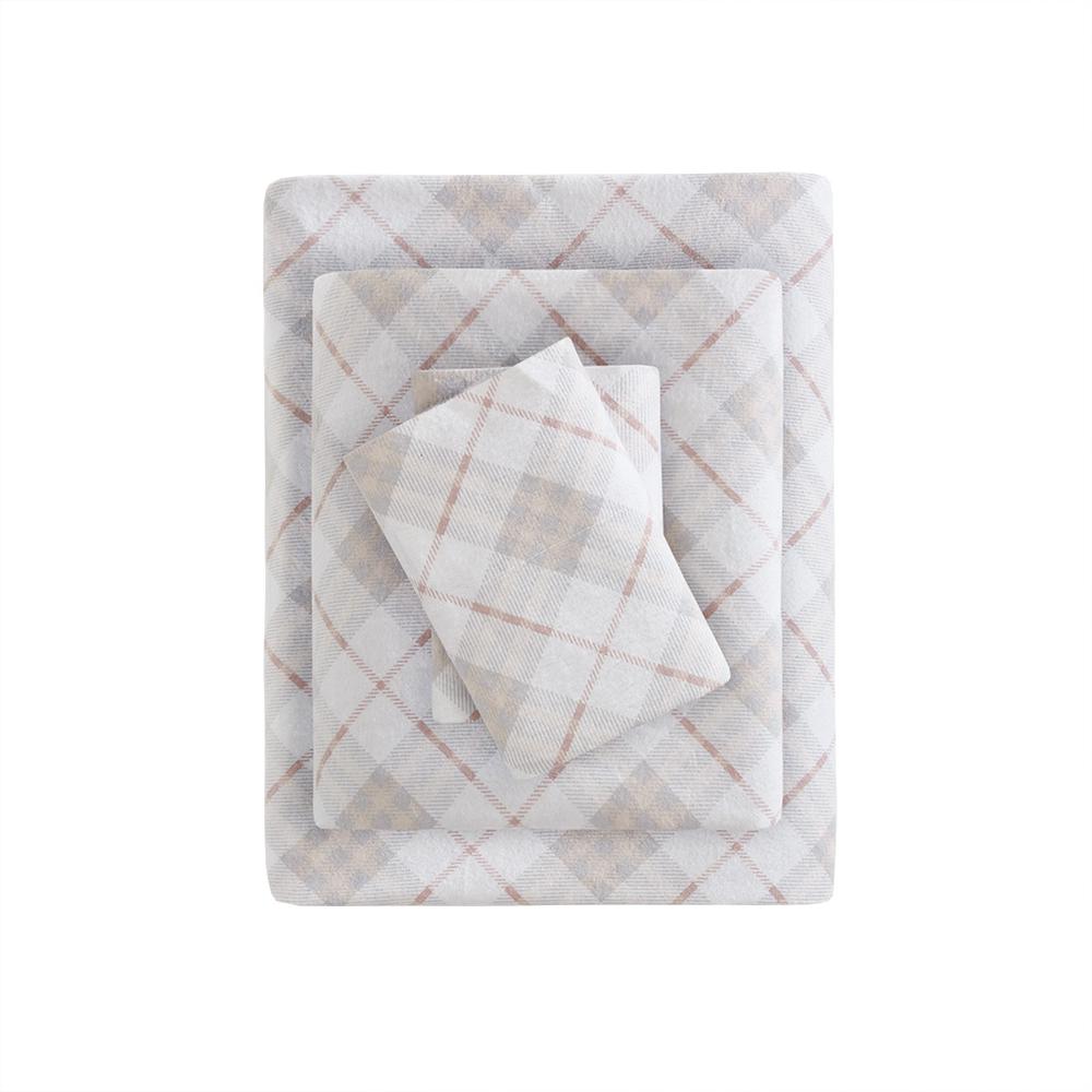 Cozy Flannel Printed Sheet Set, Pink Plaid color. Picture 3