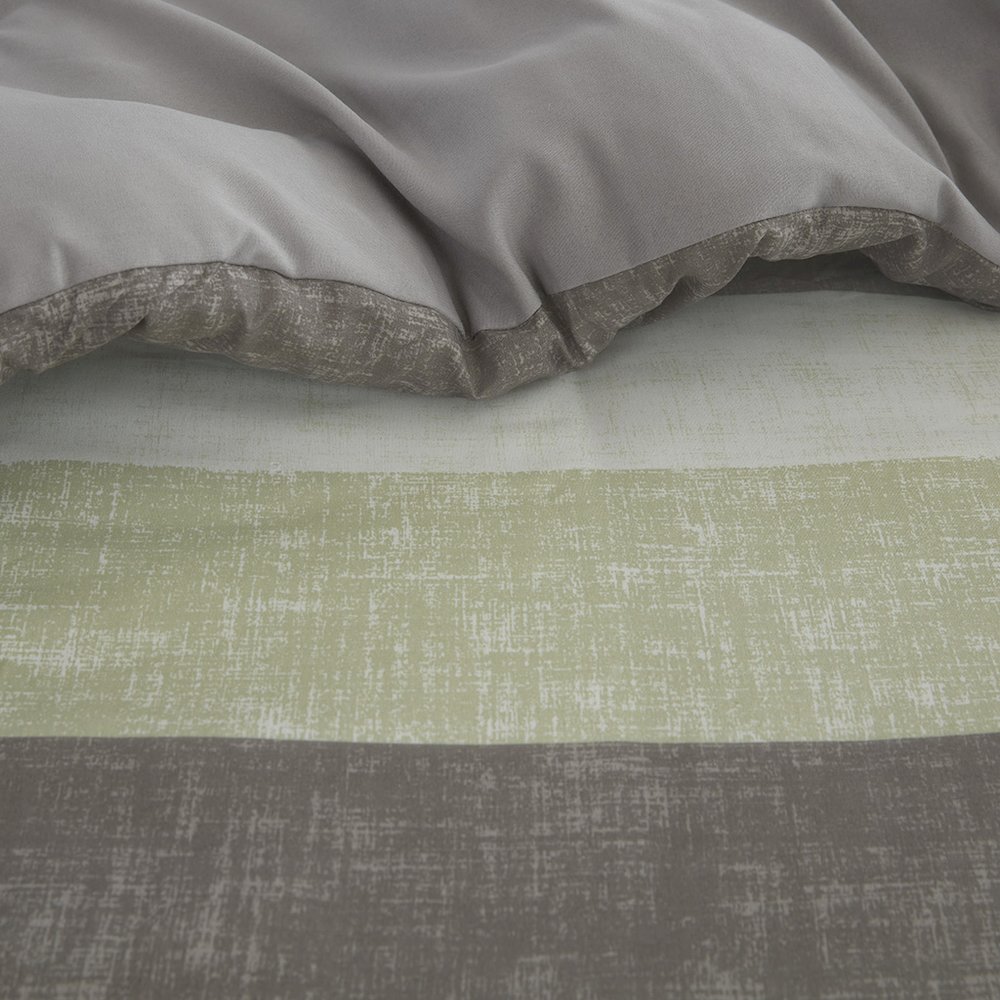 Jaxon Stripe Comforter Set with Bed Sheets, Green/Grey color. Picture 5