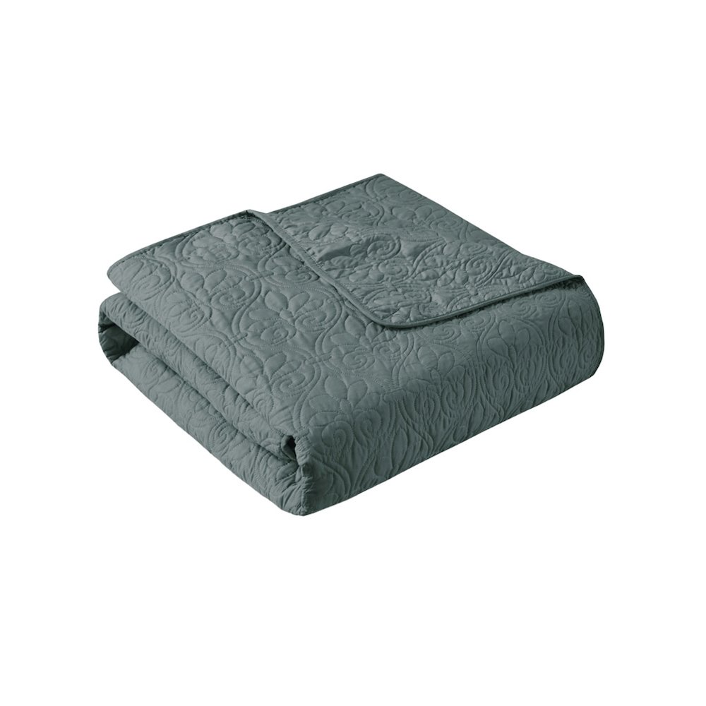 Quebec 3 Piece Reversible Quilt Set, Balsam Green color. Picture 1