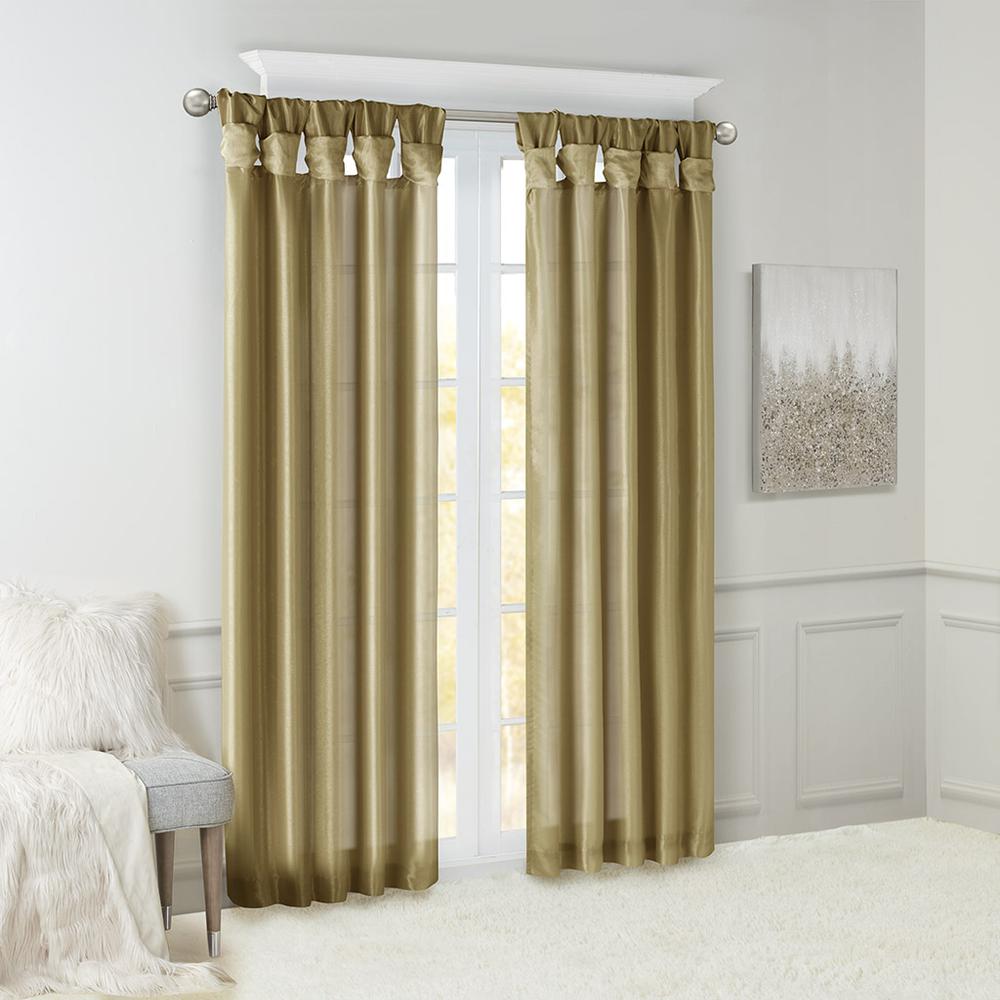 Twist Tab Lined Window Curtain Panel. Picture 1