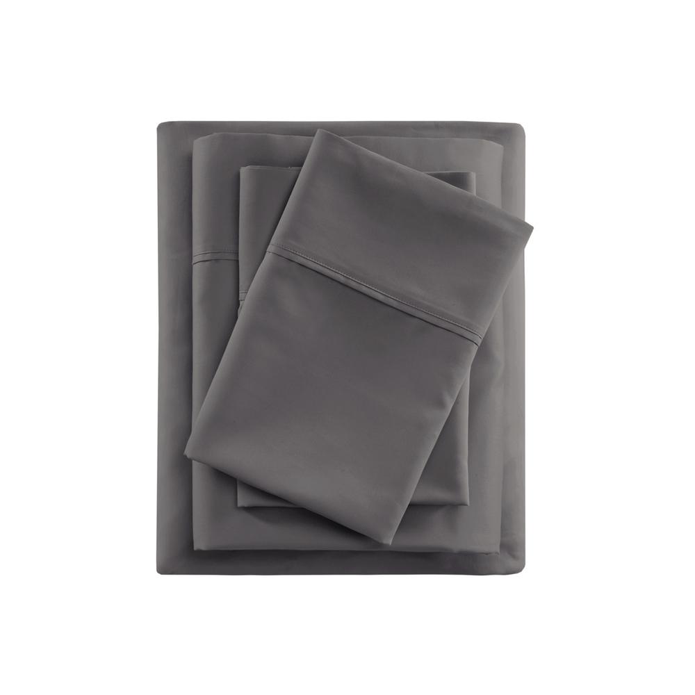 600 Thread Count Cooling Cotton Blend 4 PC Sheet Set, Charcoal color. Picture 1