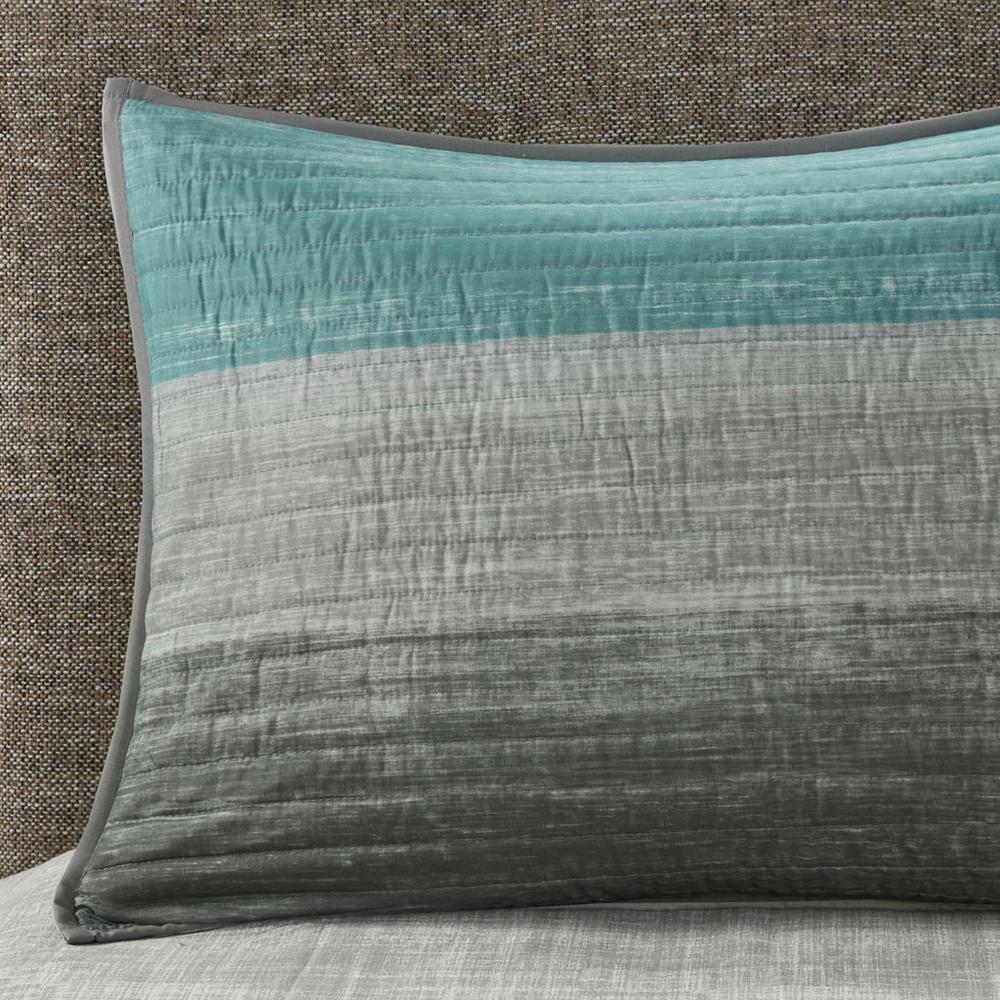 Saben 8 Piece Quilt Set with Cotton Bed Sheets, Aqua color. Picture 2