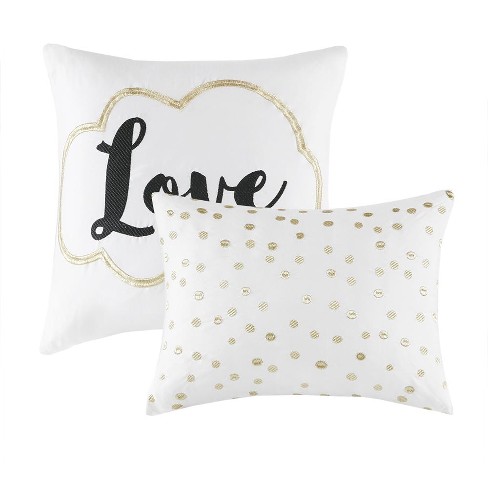 Raina Metallic Printed Duvet Cover Set, Ivory/Gold color. Picture 1