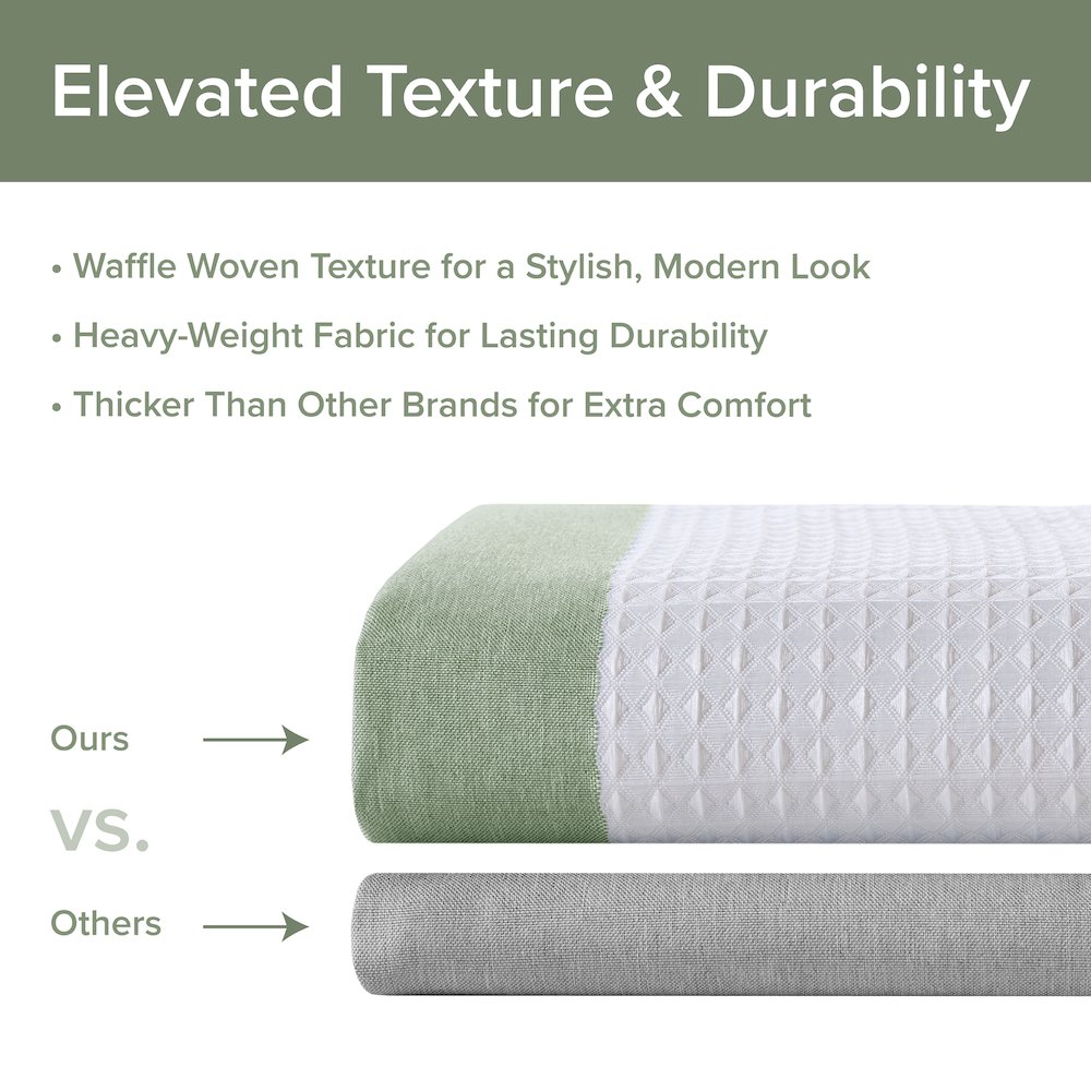 Spa Waffle Shower Curtain with 3M Treatment, Sage Green color. Picture 5