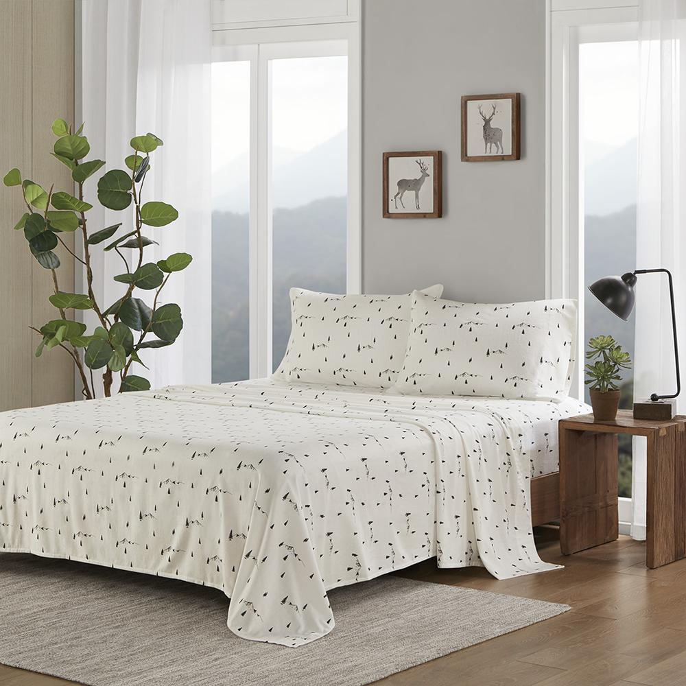 Cotton Flannel Sheet Set, Black Pine Trees color. Picture 4