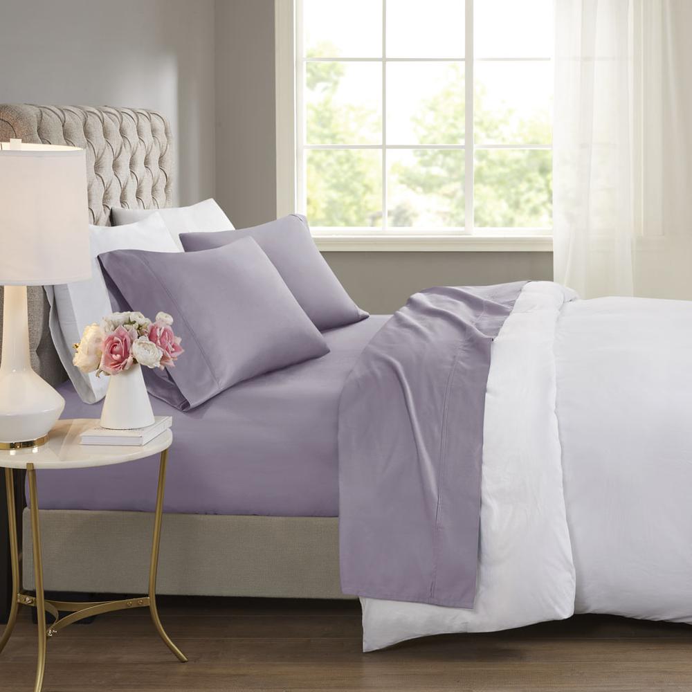 600 Thread Count Cooling Cotton Blend 4 PC Sheet Set, Purple color. Picture 4