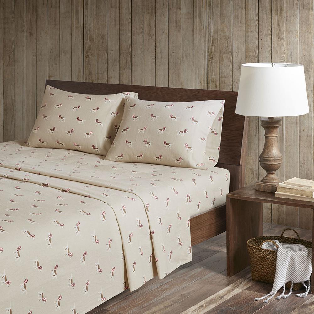 Flannel Sheet Set, Tan Dog color. Picture 4