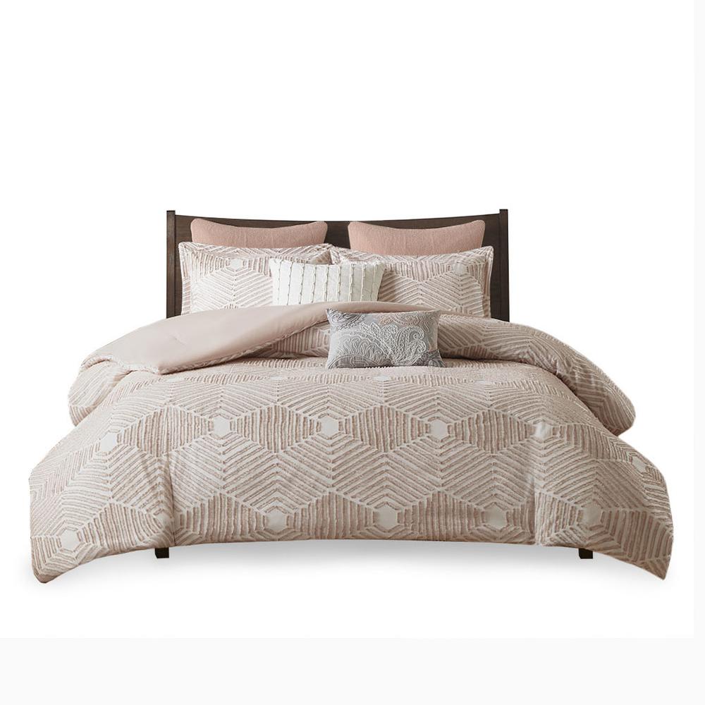 Blush Geometric Clipped Jacquard Comforter Set, Belen Kox. Picture 2
