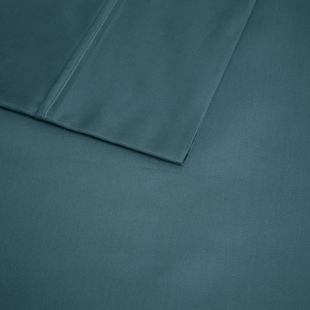 600 Thread Count Cooling Cotton Blend 4 PC Sheet Set, Teal color. Picture 5
