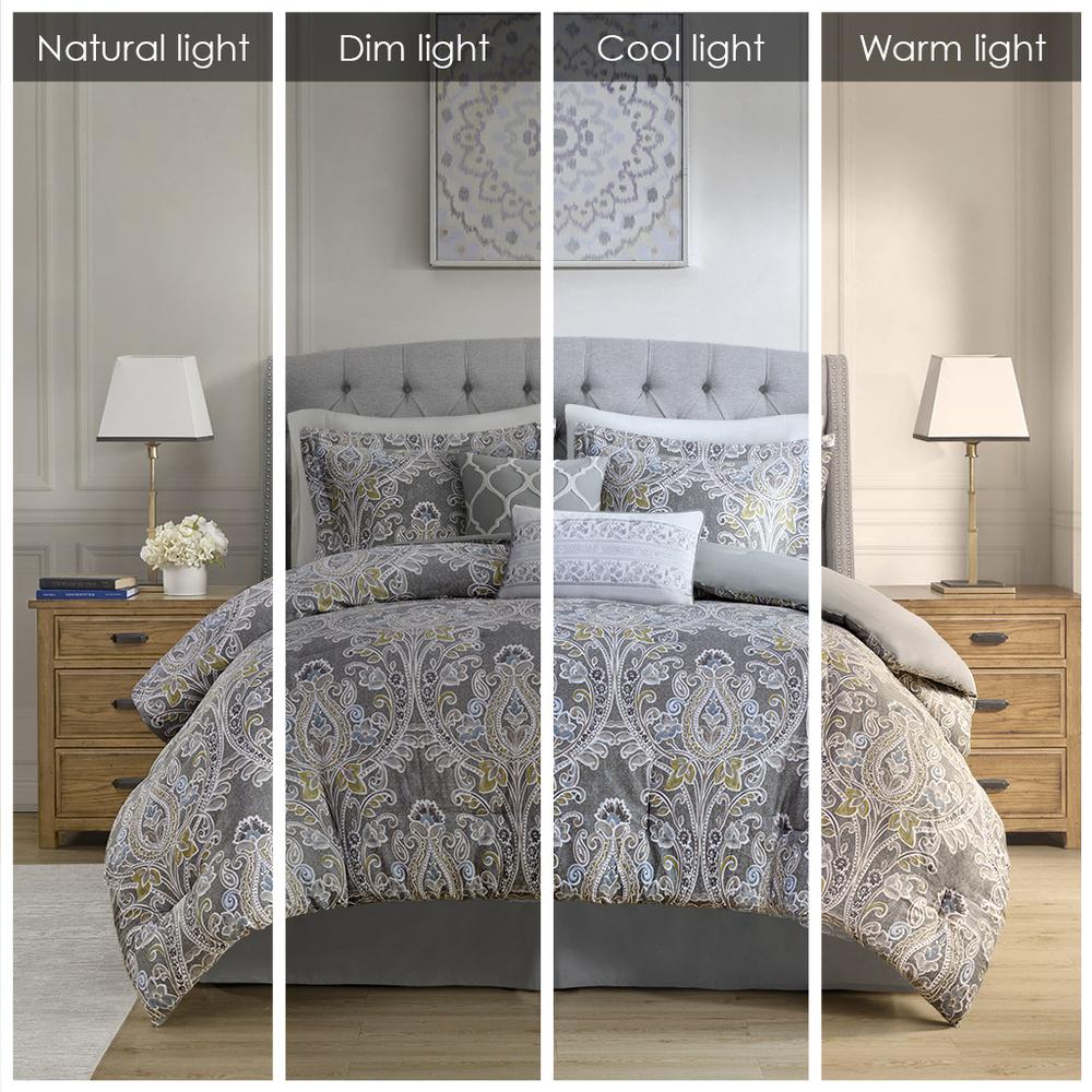 Hallie 6 Piece Cotton Comforter Set, Grey color. Picture 3