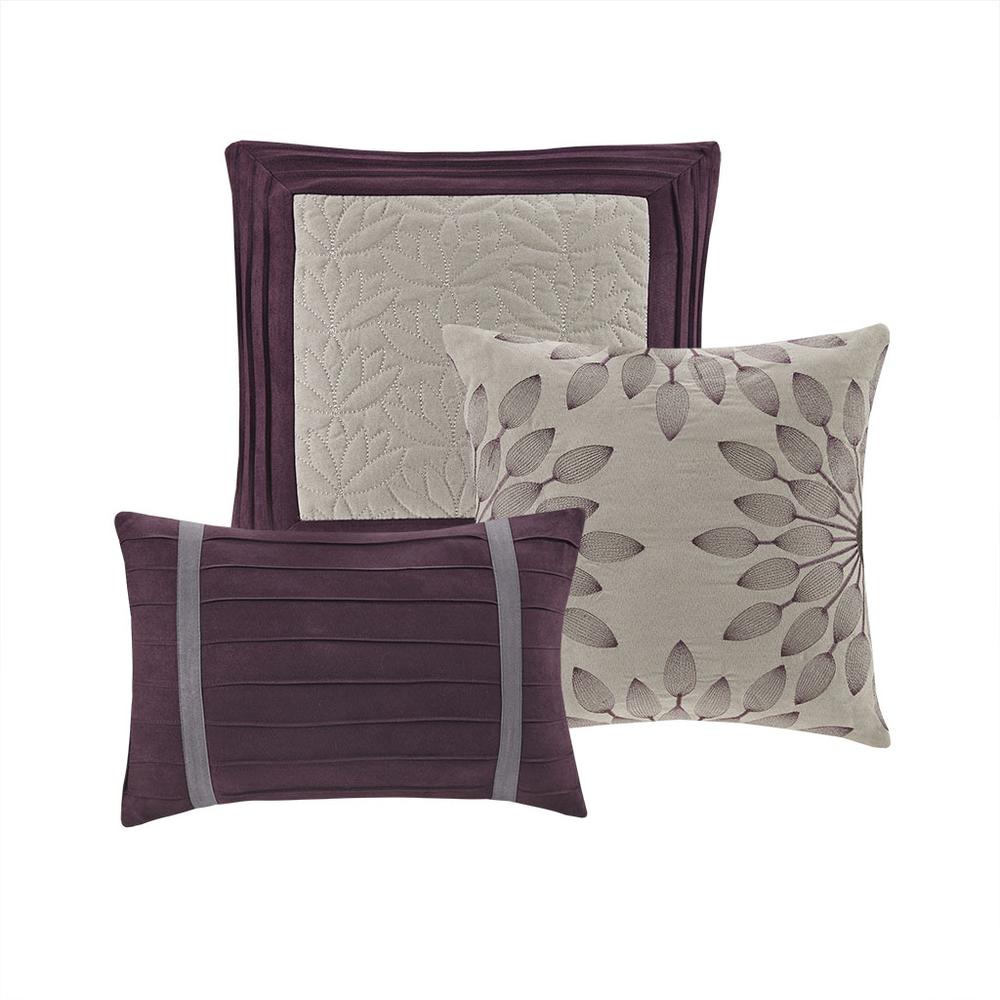 Palmer 7 Piece Faux Suede Comforter Set, Purple color. Picture 2