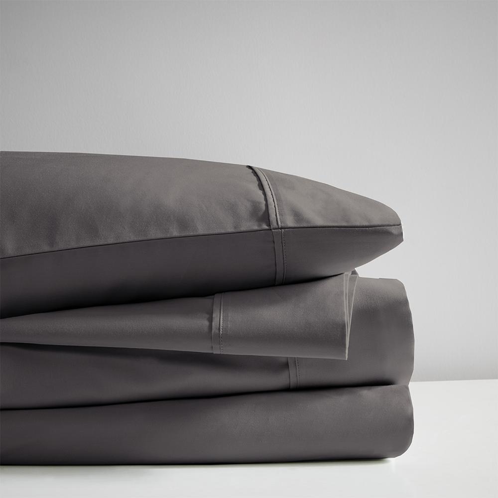 600 Thread Count Cooling Cotton Blend 4 PC Sheet Set, Charcoal color. Picture 4