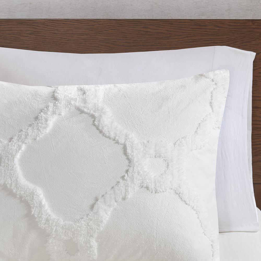 3 Piece Tufted Cotton Chenille Geometric Duvet Cover Set. Picture 1