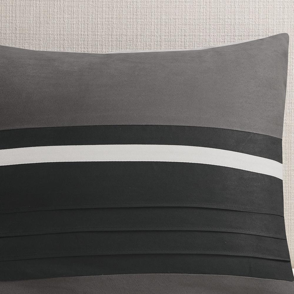 Palmer 7 Piece Faux Suede Comforter Set, Black color. Picture 2