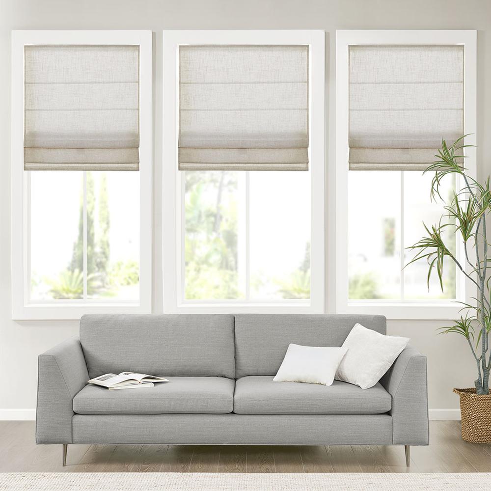 Linen Blend Light Filtering Cordless Roman Shade. Picture 4