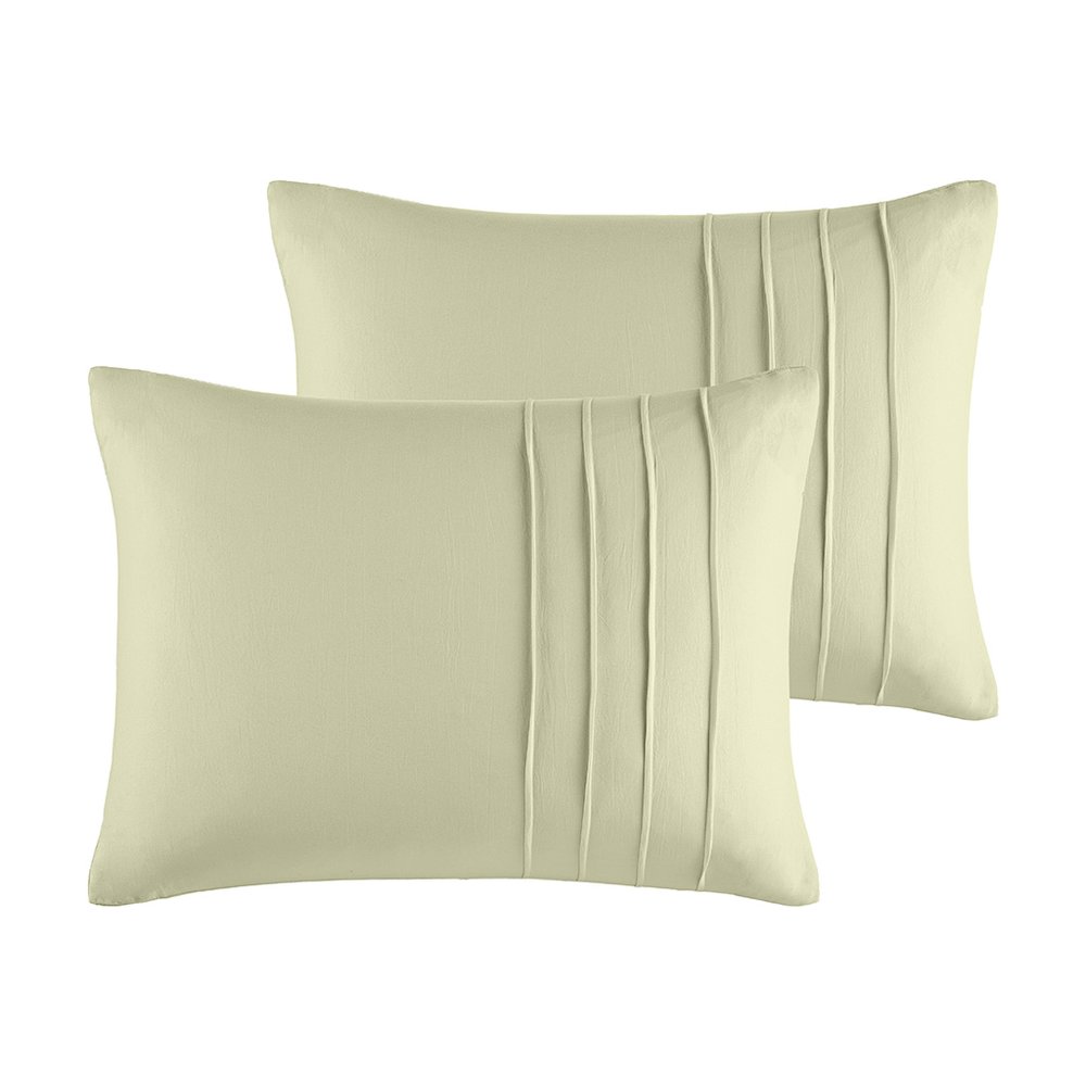 Porter Soft Washed Pleated Duvet Cover Set, Sage color. Picture 4