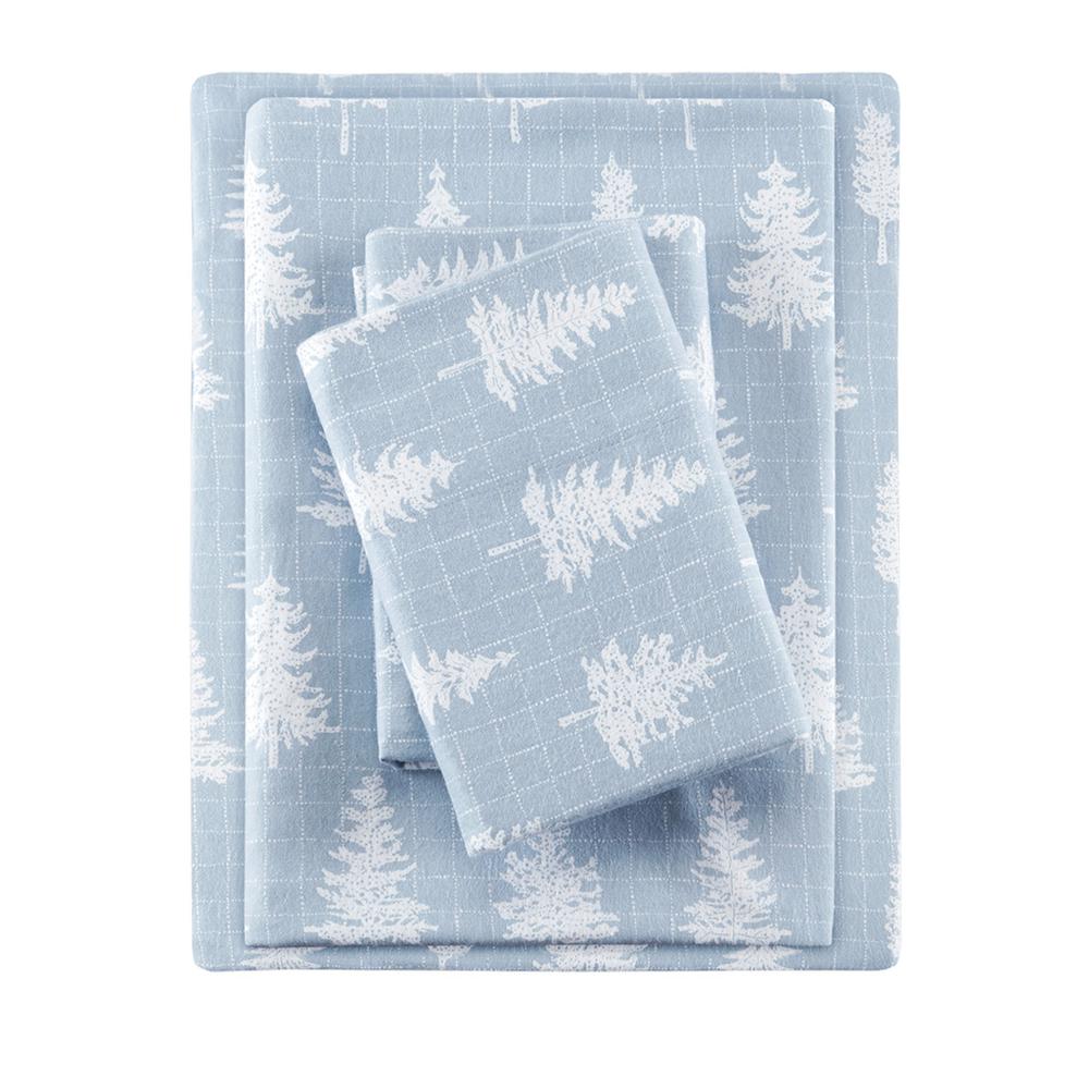 Cozy Flannel Printed Sheet Set, Blue Forest color. Picture 5