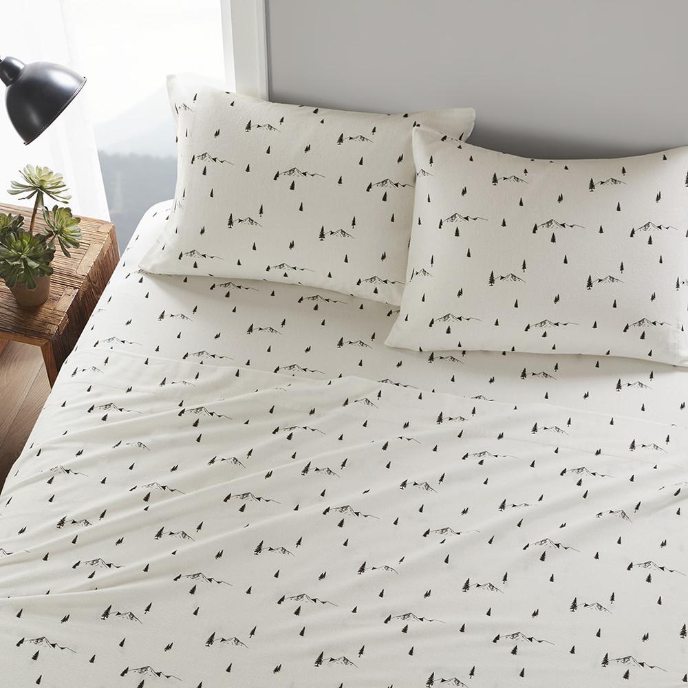 Cotton Flannel Sheet Set, Black Pine Trees color. Picture 3