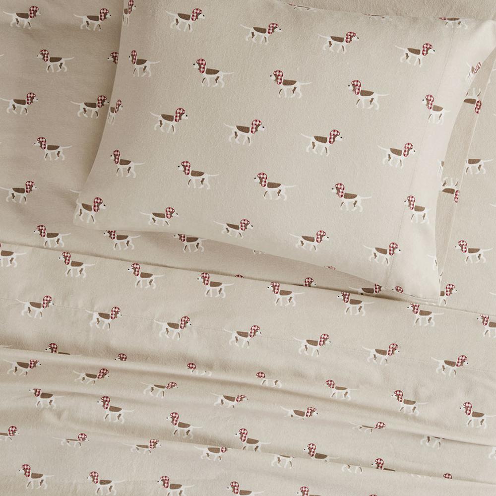 Flannel Sheet Set, Tan Dog color. Picture 5