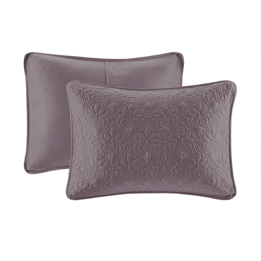 Quebec 3 Piece Reversible Quilt Set, Purple color. Picture 3