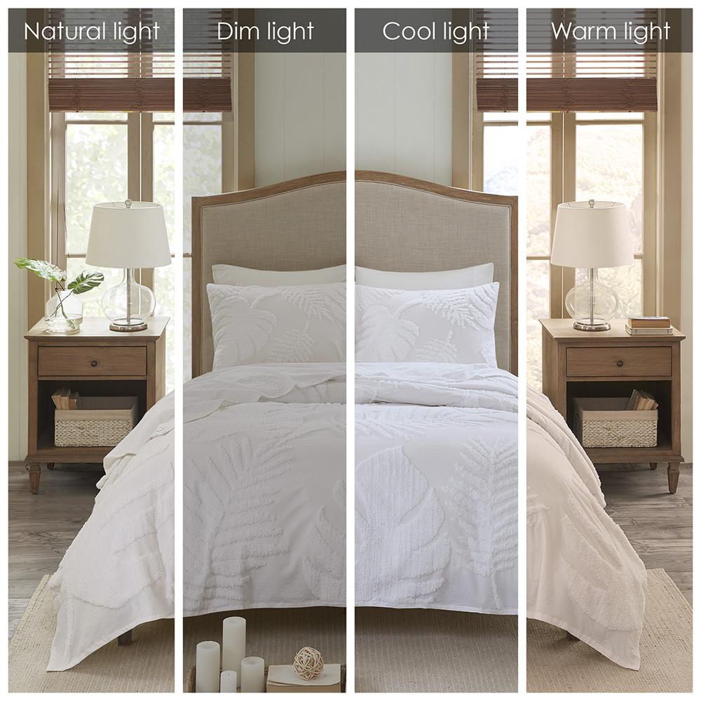 3 Piece Tufted Cotton Chenille Palm Duvet Cover Set. Picture 2