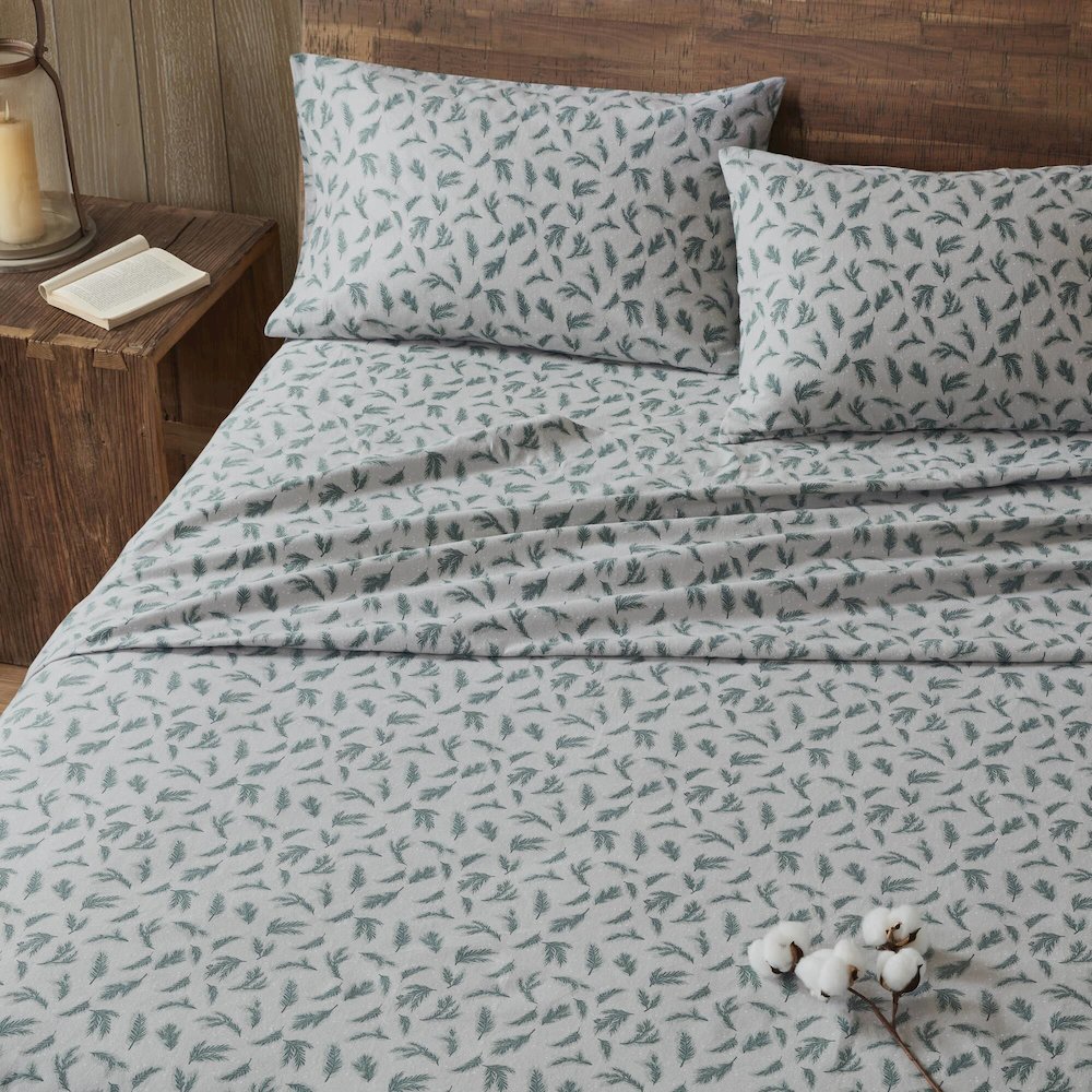 Flannel 100% Cotton Flannel Printed Sheet Set, Pine Branches color. Picture 5
