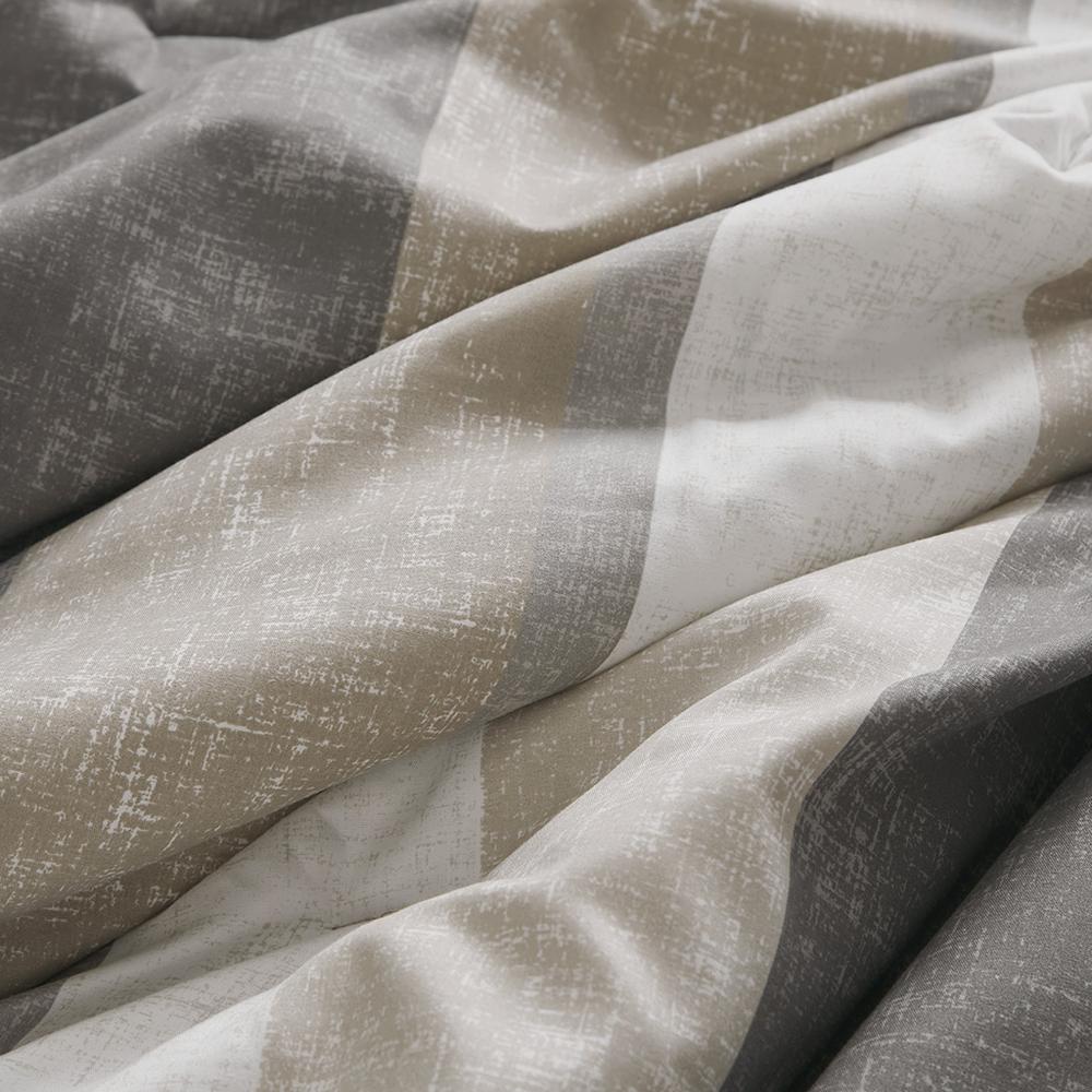 Jaxon Stripe Comforter Set with Bed Sheets, Taupe/Grey color. Picture 3