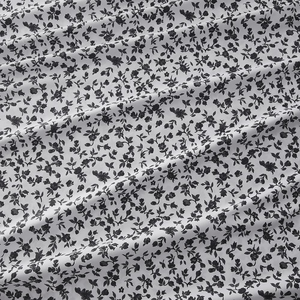 Printed Microfiber Sheet Set, Black Floral color. Picture 2