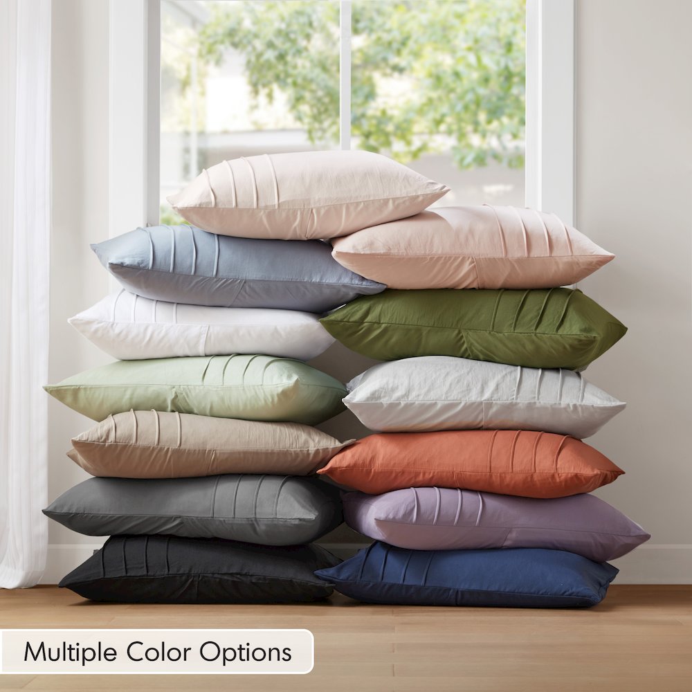 Porter Soft Washed Pleated Duvet Cover Set, Khaki color. Picture 4