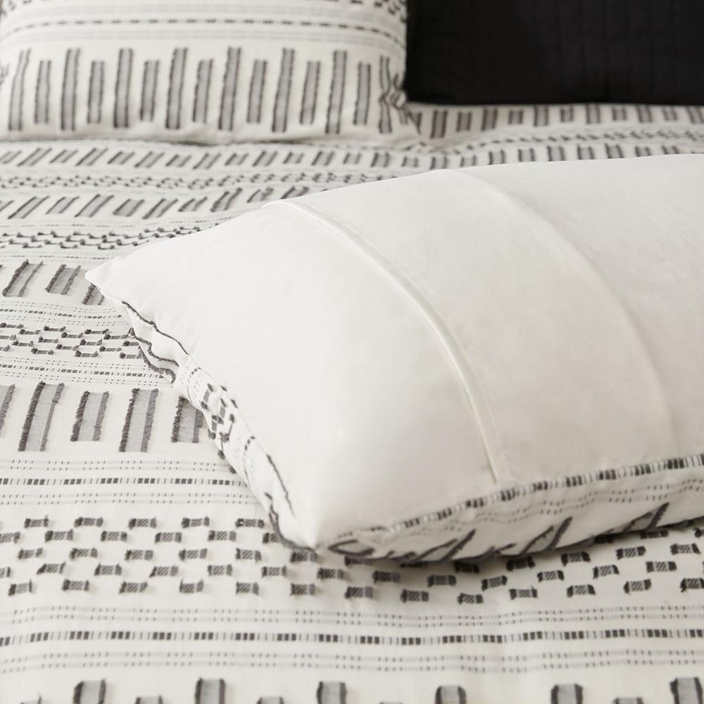 Serenity Ivory/Charcoal Jacquard Duvet Cover Mini Set, Belen Kox. Picture 2