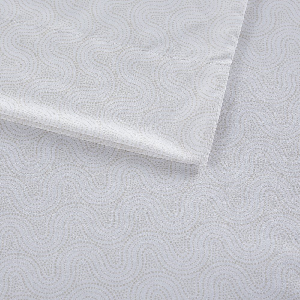 Printed Microfiber Sheet Set in Beige Dotted Arches Color. Picture 4