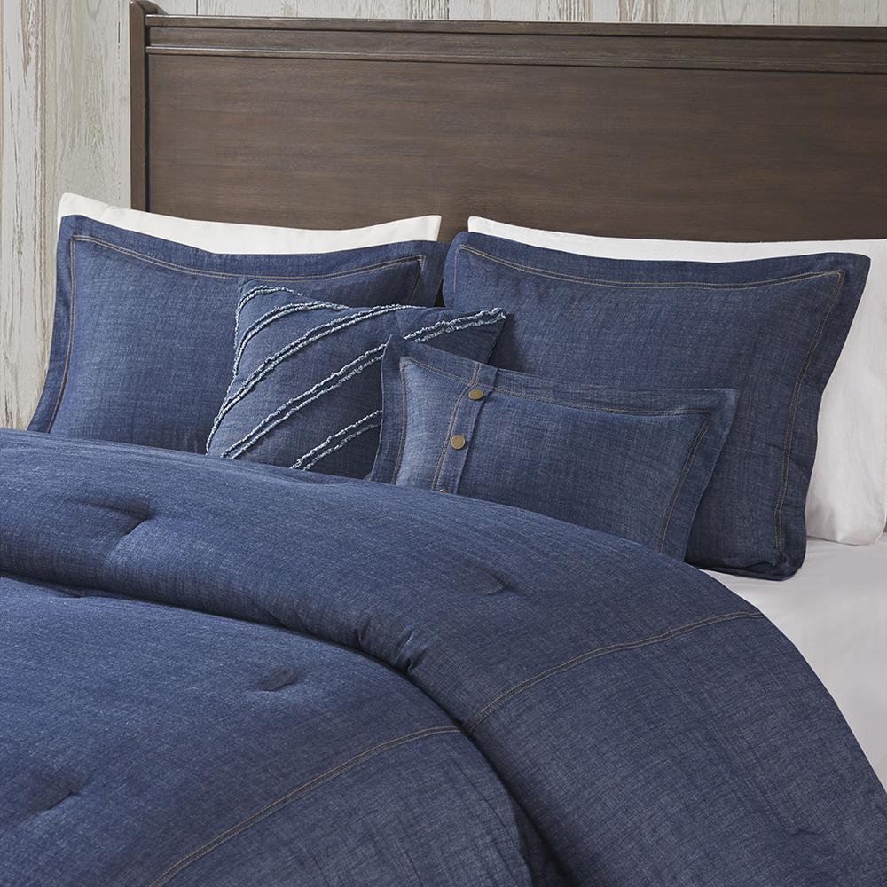 Perry Oversized Denim Comforter Set, Blue color. Picture 2