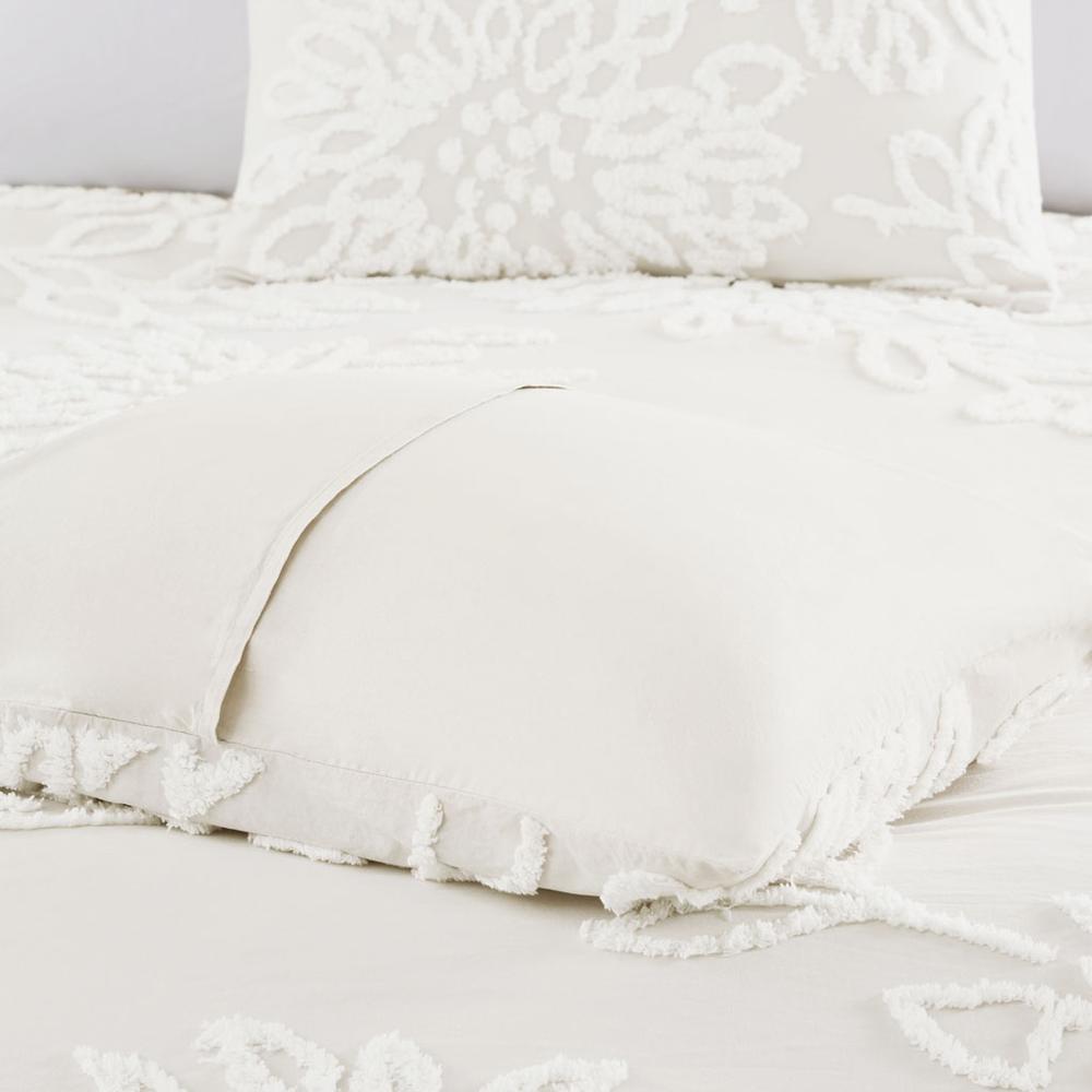 3 Piece Tufted Cotton Chenille Floral Duvet Cover Set. Picture 3