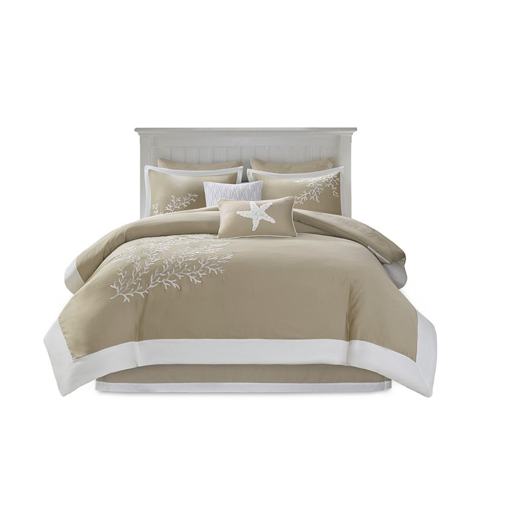 6 Piece Oversized Cotton Jacquard Comforter Set. Picture 1