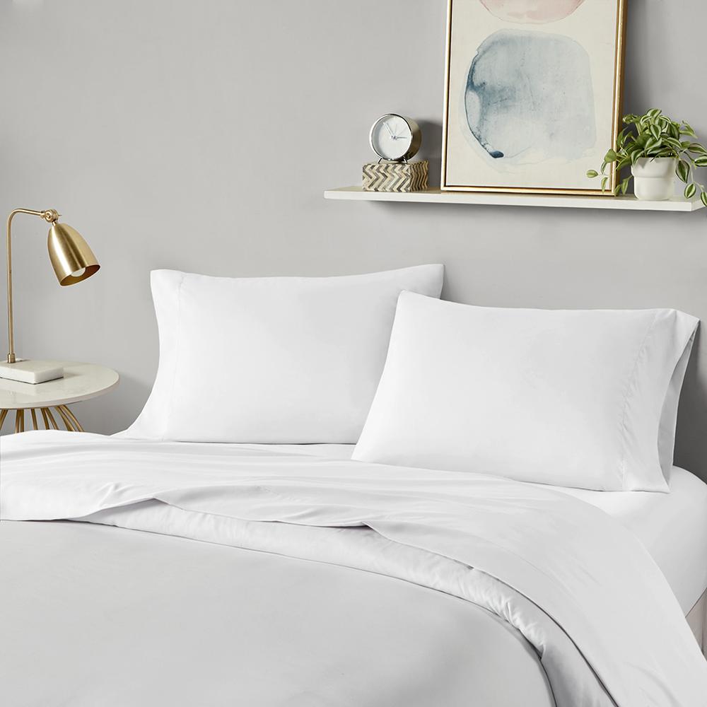 Microfiber All Season Soft Touch Sheet Set, White color. Picture 5