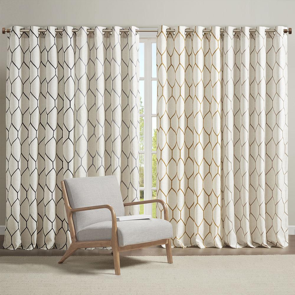 Metallic Geo Embroidered Curtain Panel. Picture 3