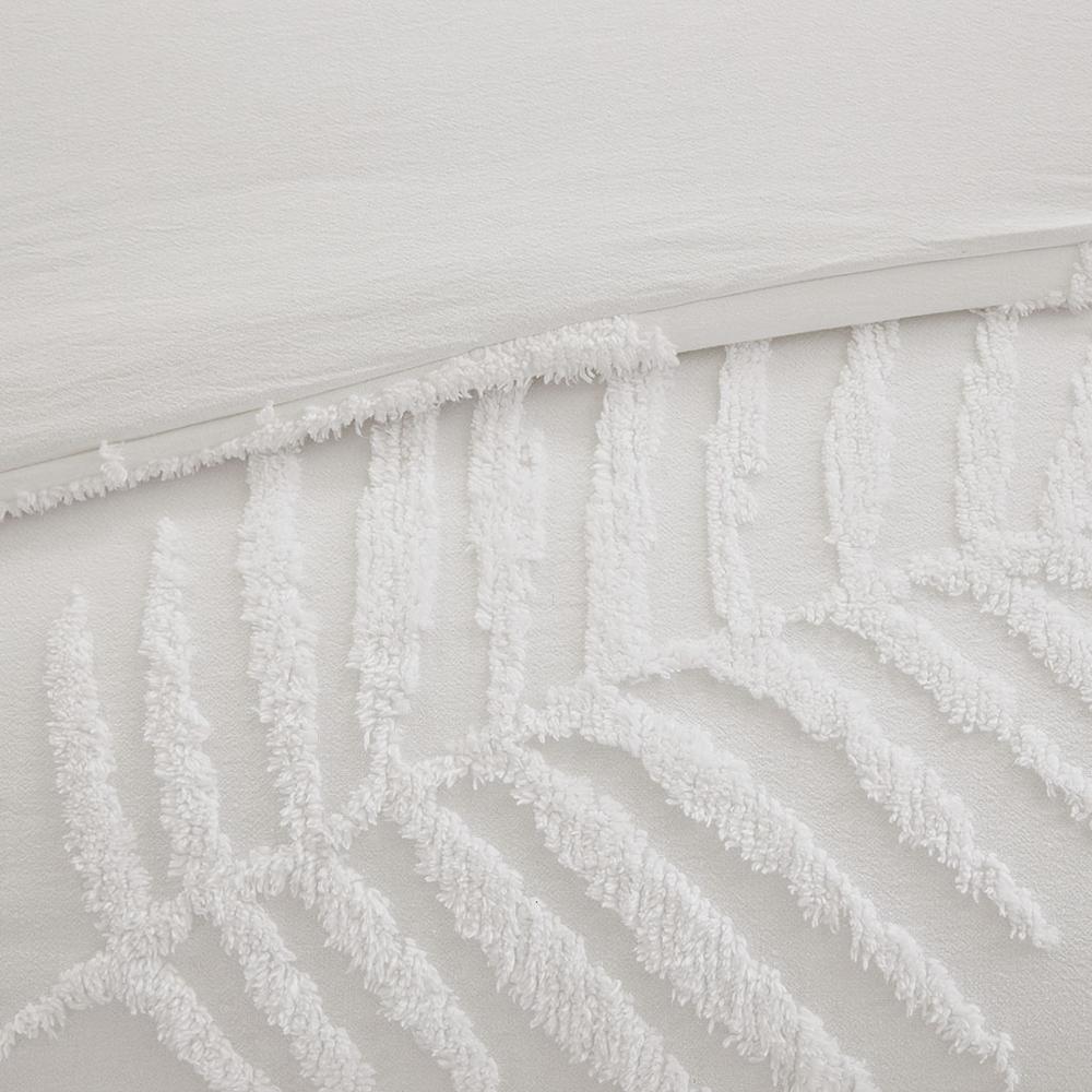 3 Piece Tufted Cotton Chenille Palm Duvet Cover Set. Picture 3