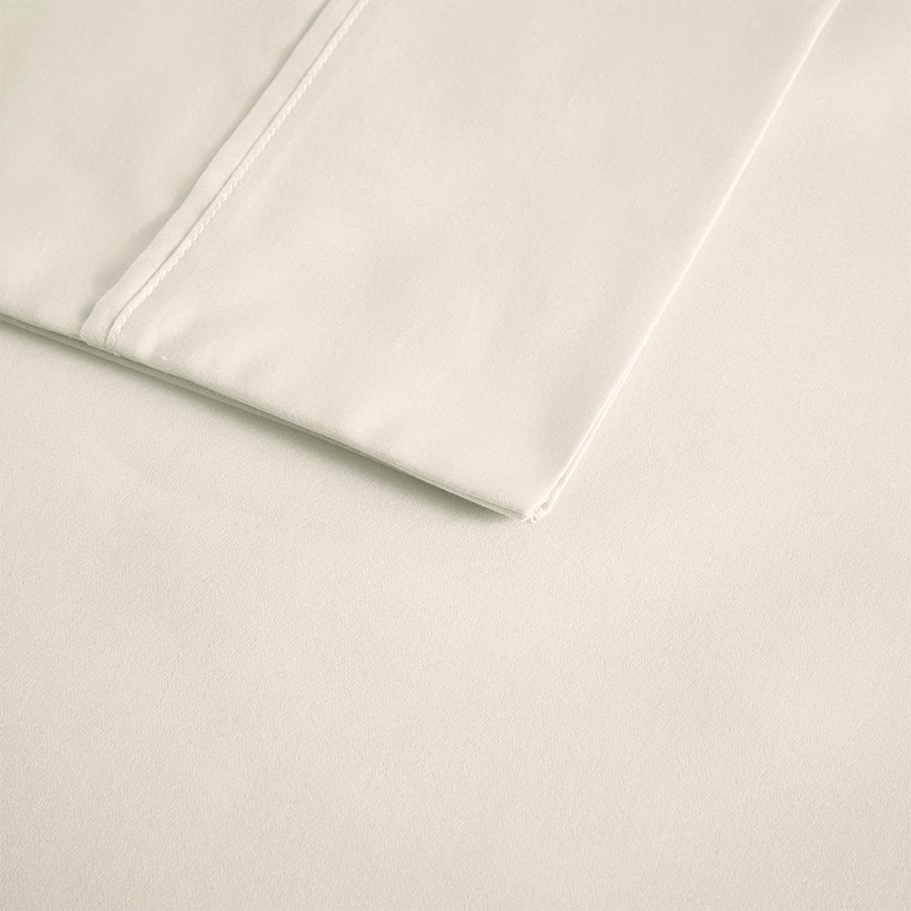 600 Thread Count Cooling Cotton Blend 4 PC Sheet Set, Ivory color. Picture 2