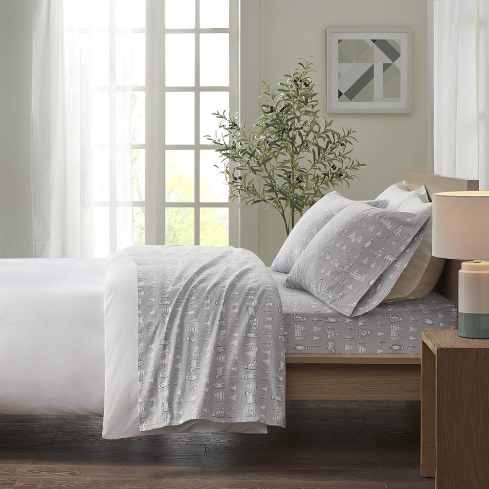 Cozy Flannel Printed Sheet Set, Bear color. Picture 4