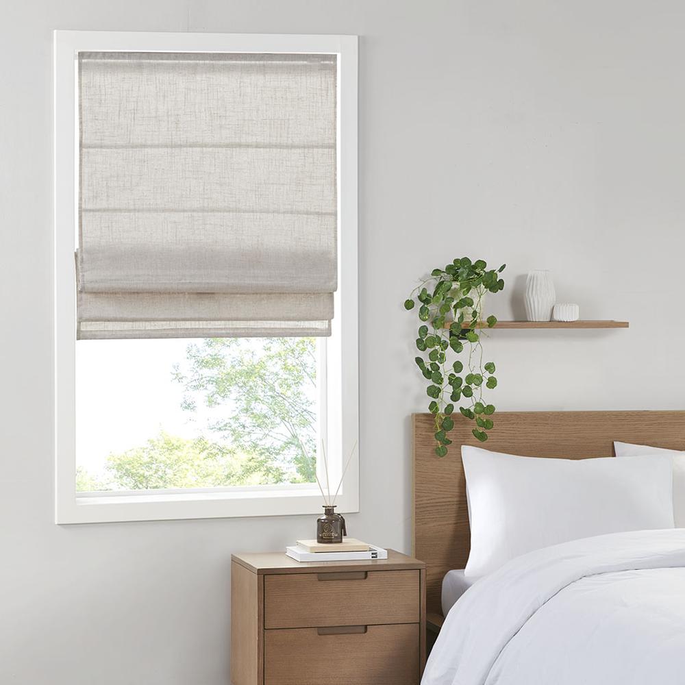 Linen Blend Light Filtering Cordless Roman Shade. Picture 1