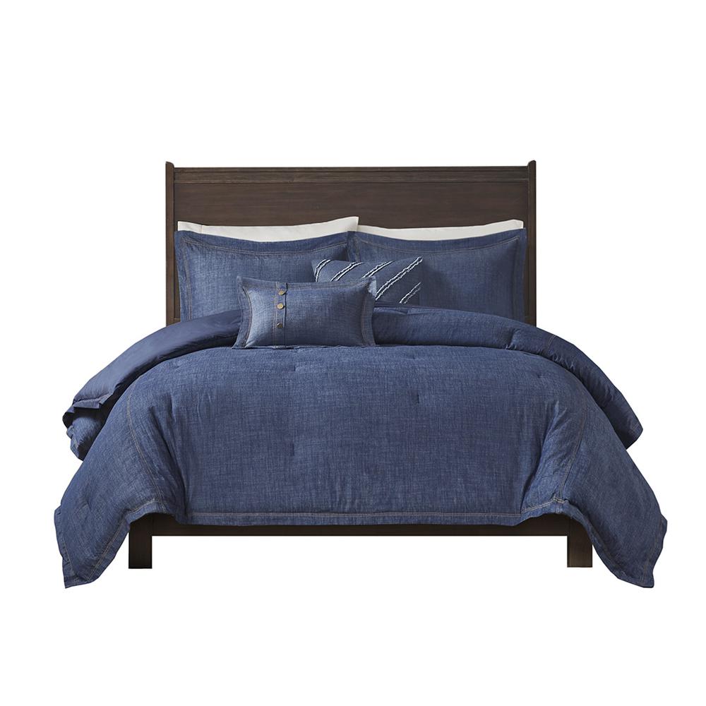 Perry Oversized Denim Comforter Set, Blue color. Picture 1