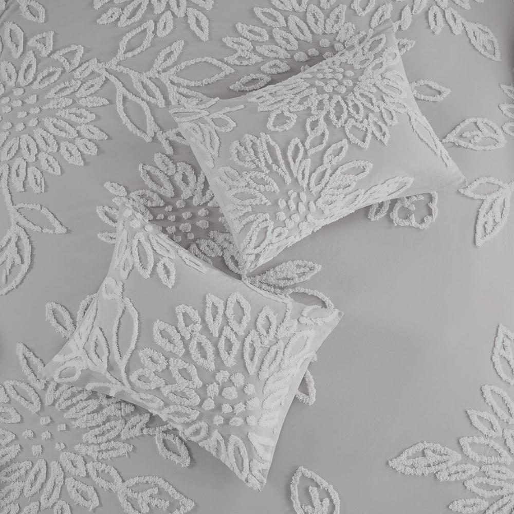 3 Piece Tufted Cotton Chenille Floral Duvet Cover Set. Picture 1