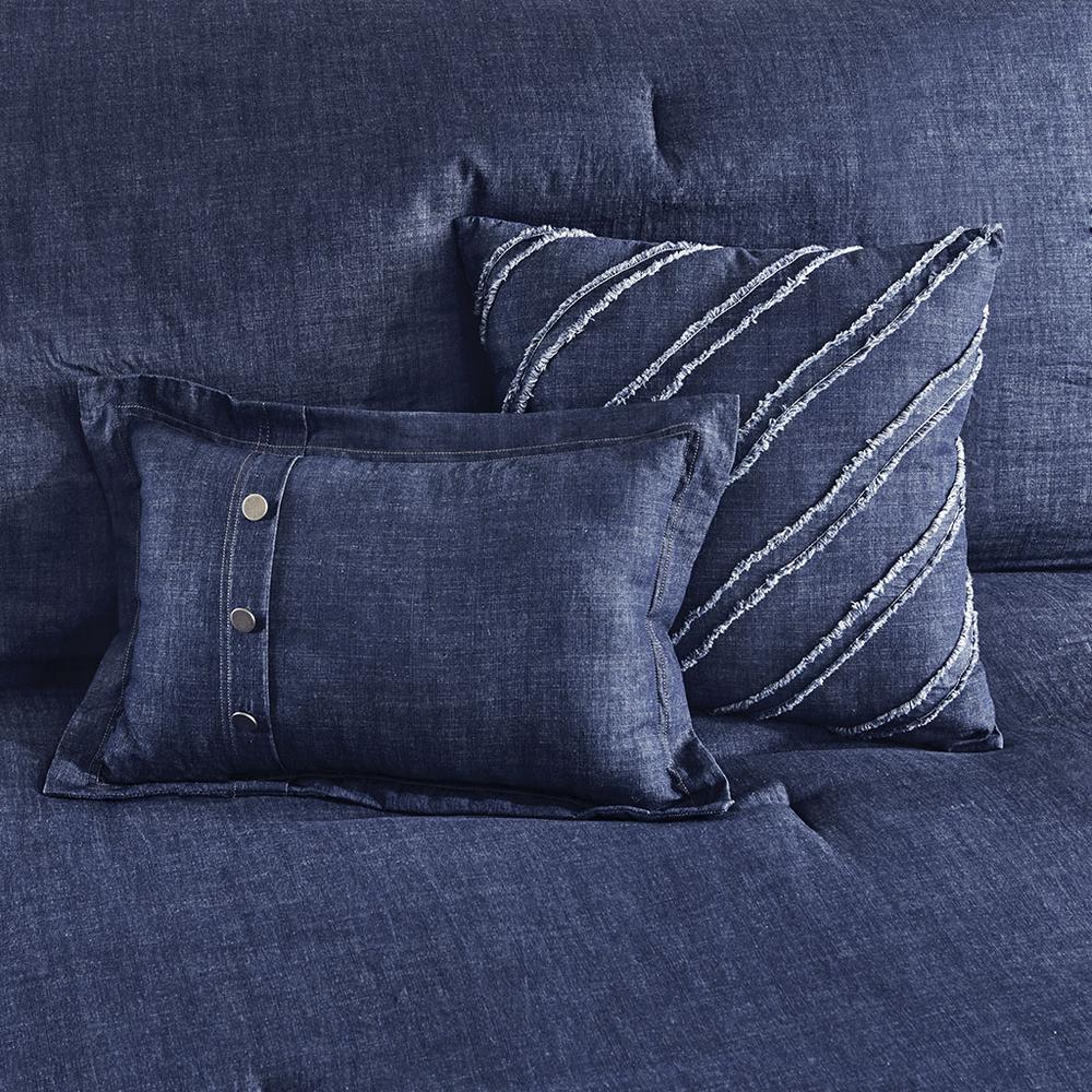 Perry Oversized Denim Comforter Set, Blue color. Picture 3