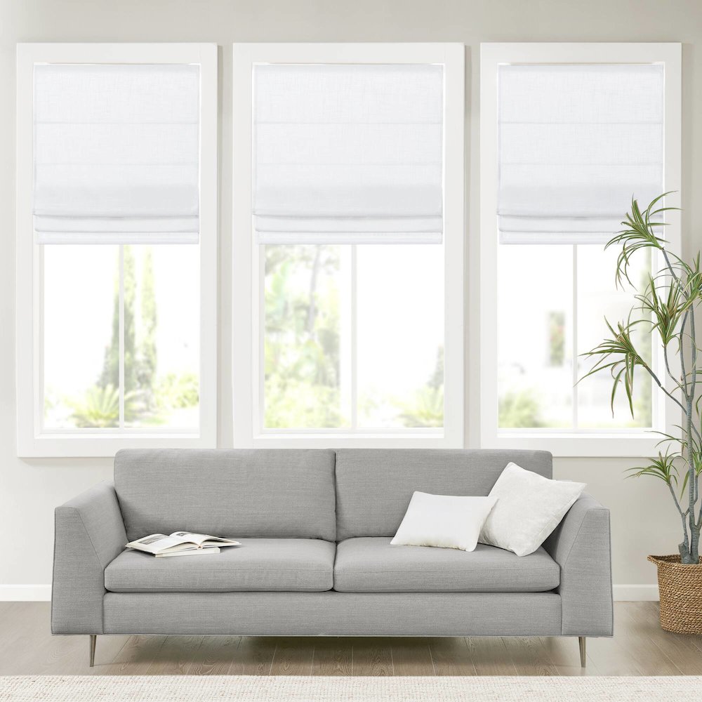 Kyler Linen Blend Light Filtering Cordless Roman Shade. Picture 1