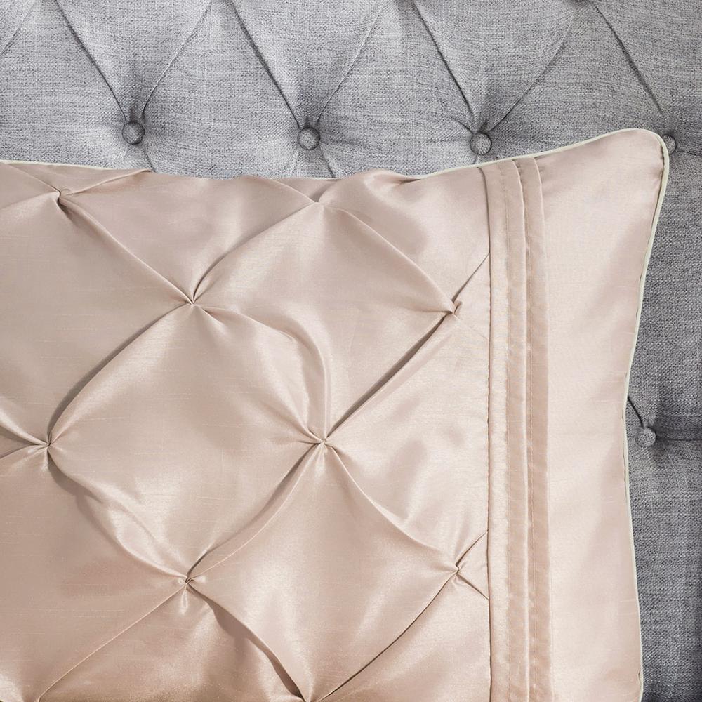 Laurel 7 Piece Tufted Comforter Set, Blush color. Picture 5