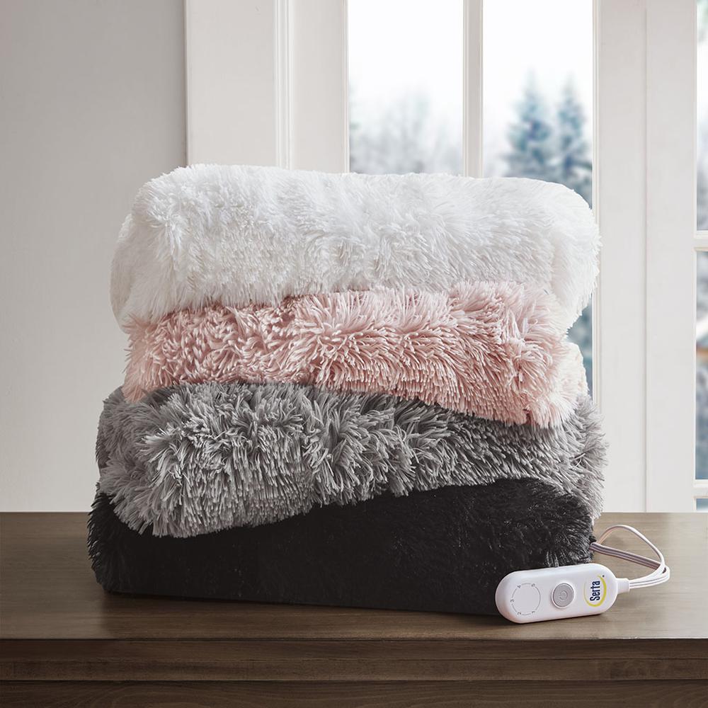Shaggy Faux Fur Heated Throw. Picture 1