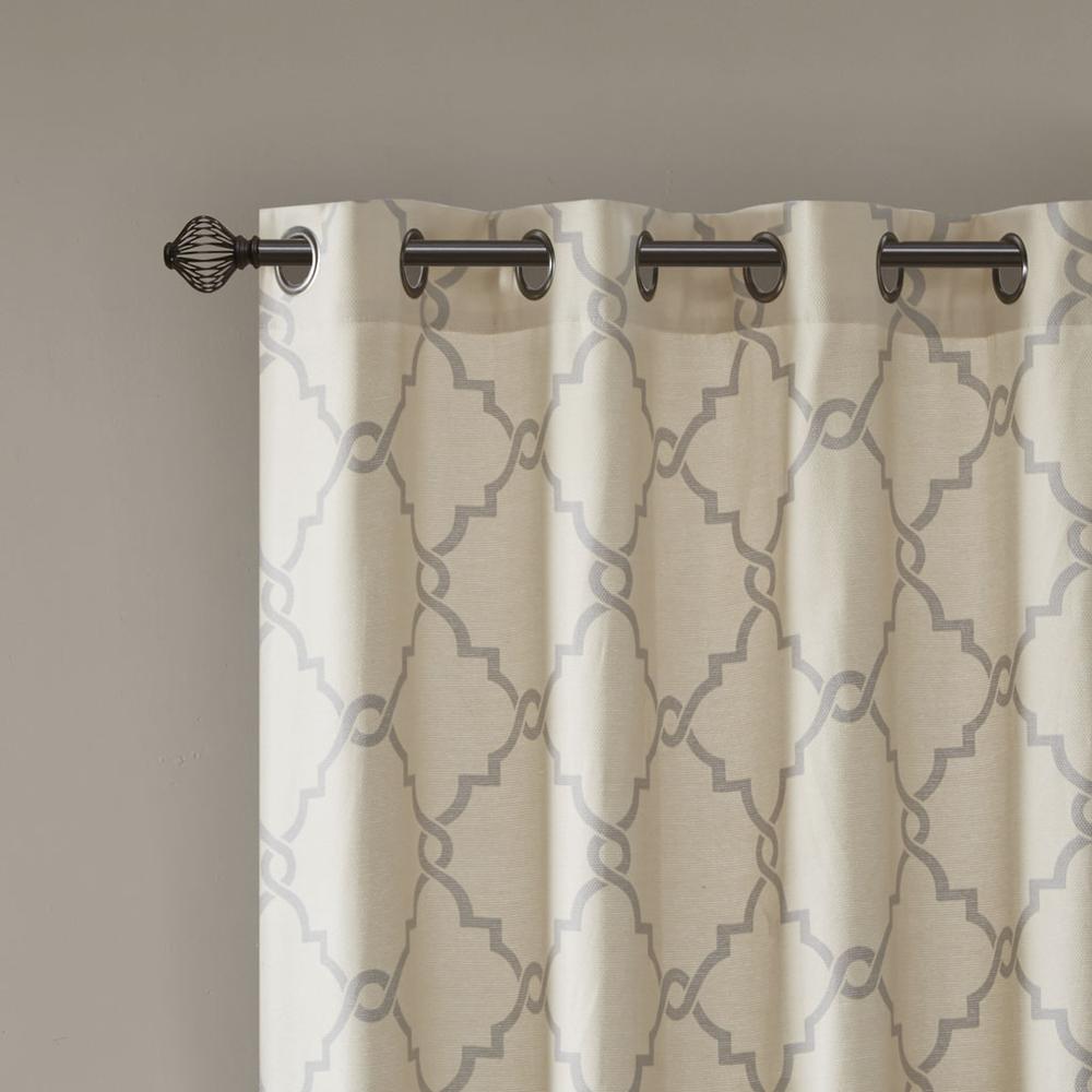 Fretwork Print Grommet Top Window Curtain Panel. Picture 5